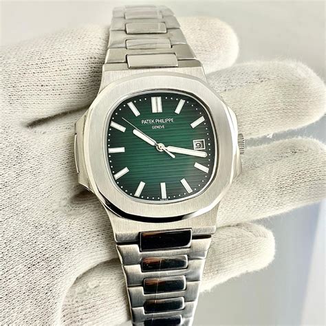 patek philippe nautilus grey dial|Patek Philippe green face.